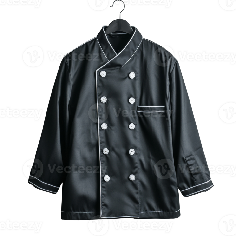 Black Chefs Jacket Hanging On A Hanger png