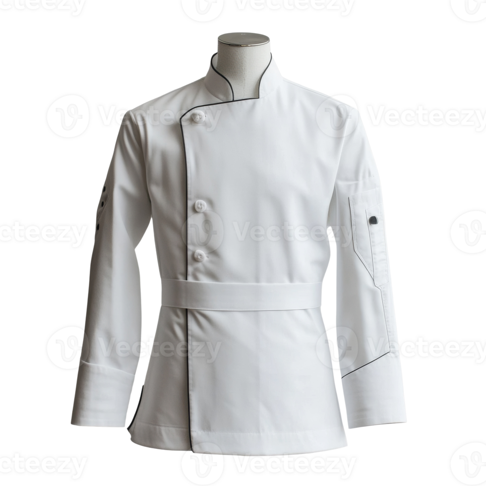White Chefs Jacket With Black Trim Detailing png