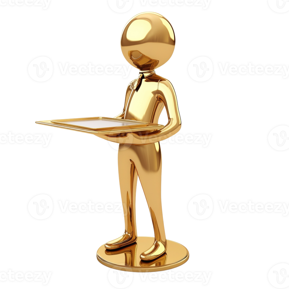 Golden Figurine Serving on a Tray png