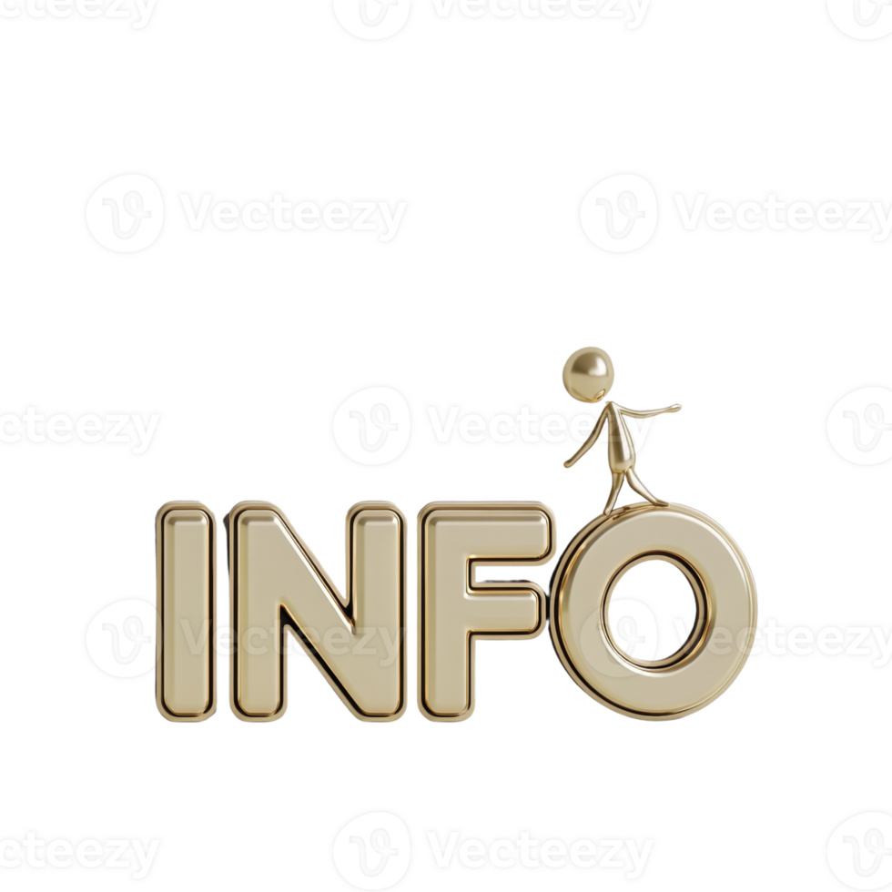 Golden Info Sign With Small Figure On Top png
