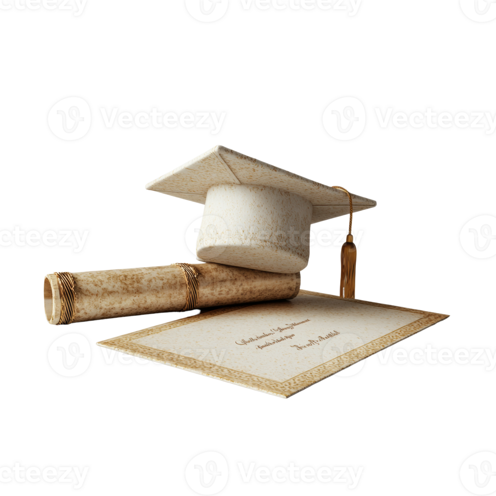 Graduation Cap Diploma and Scroll Celebrate Achievement png