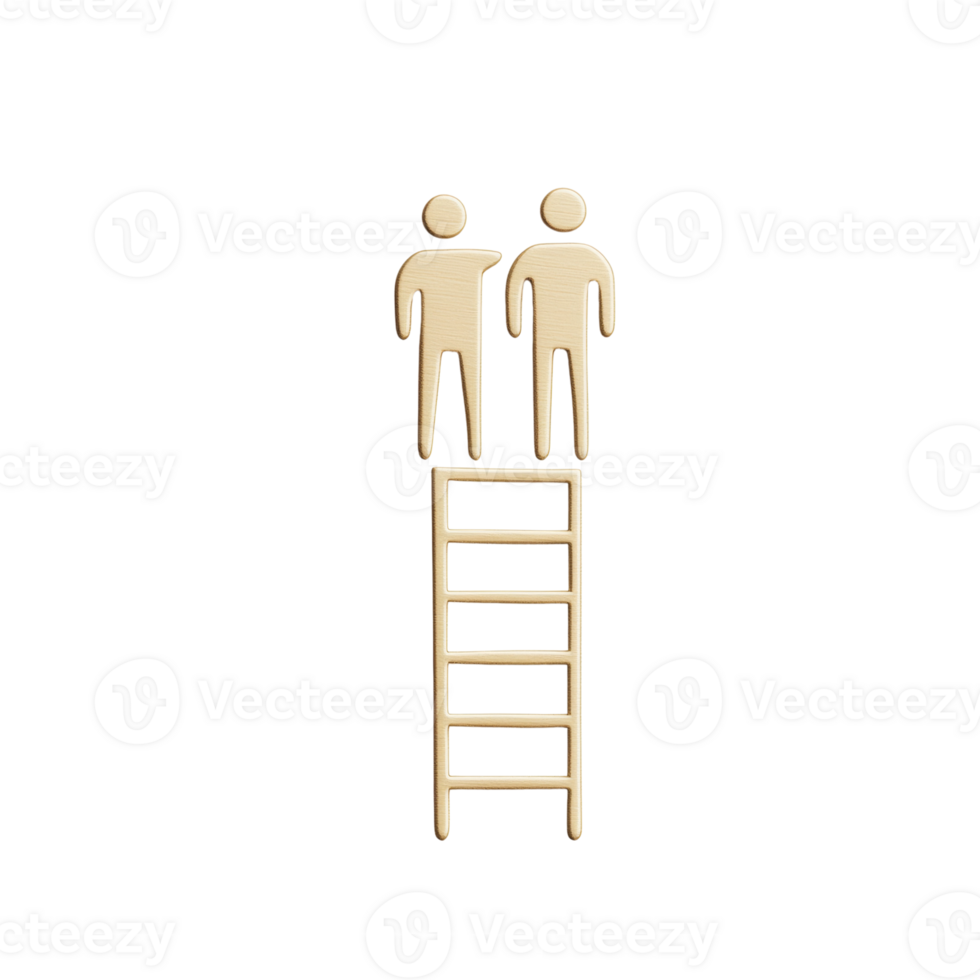 Two figures standing atop a wooden ladder png