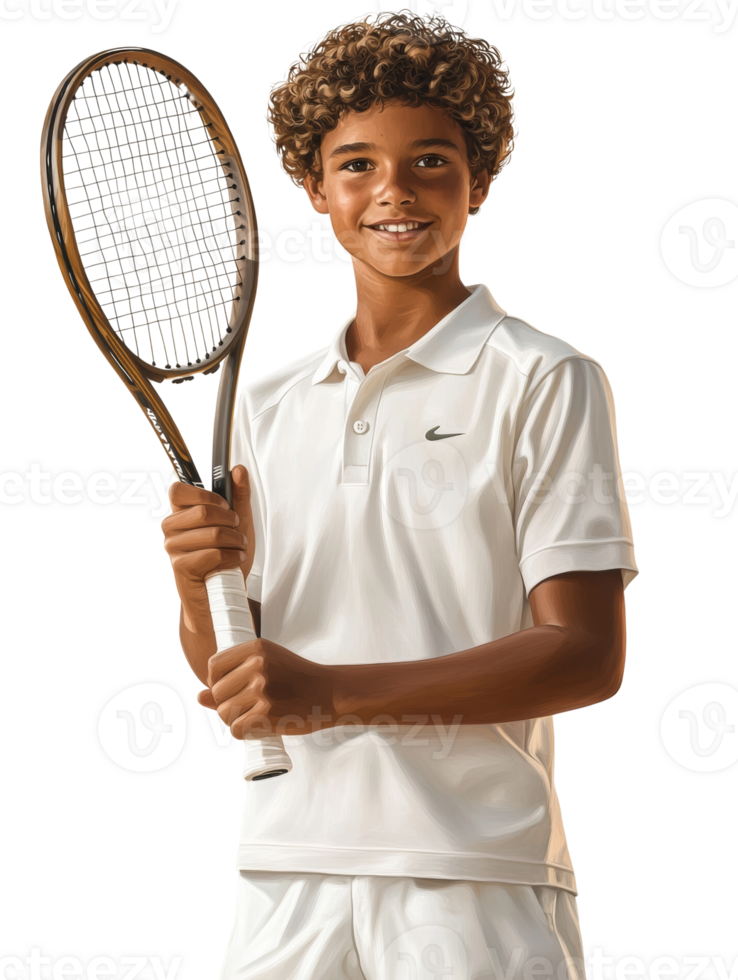 Young Tennis Player Holding Racket Smiling png