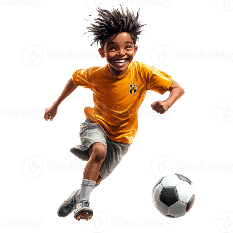 Joyful Young Boy Plays Soccer Enthusiastically png