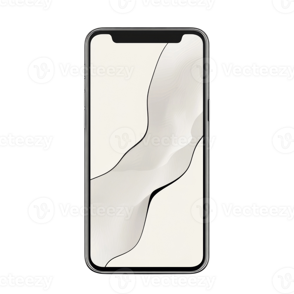 Smartphone Displaying Abstract White Wave Design png