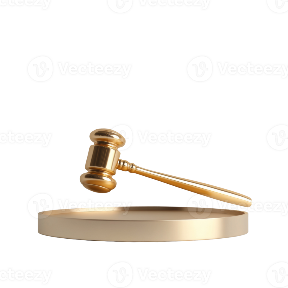 Golden Gavel Above A Circular Gold Base png