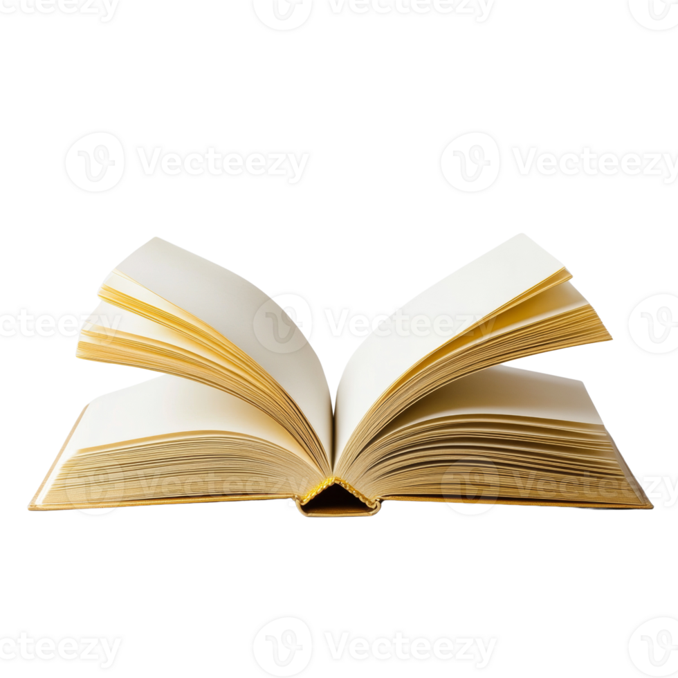 Open book pages display blank creamy white paper png