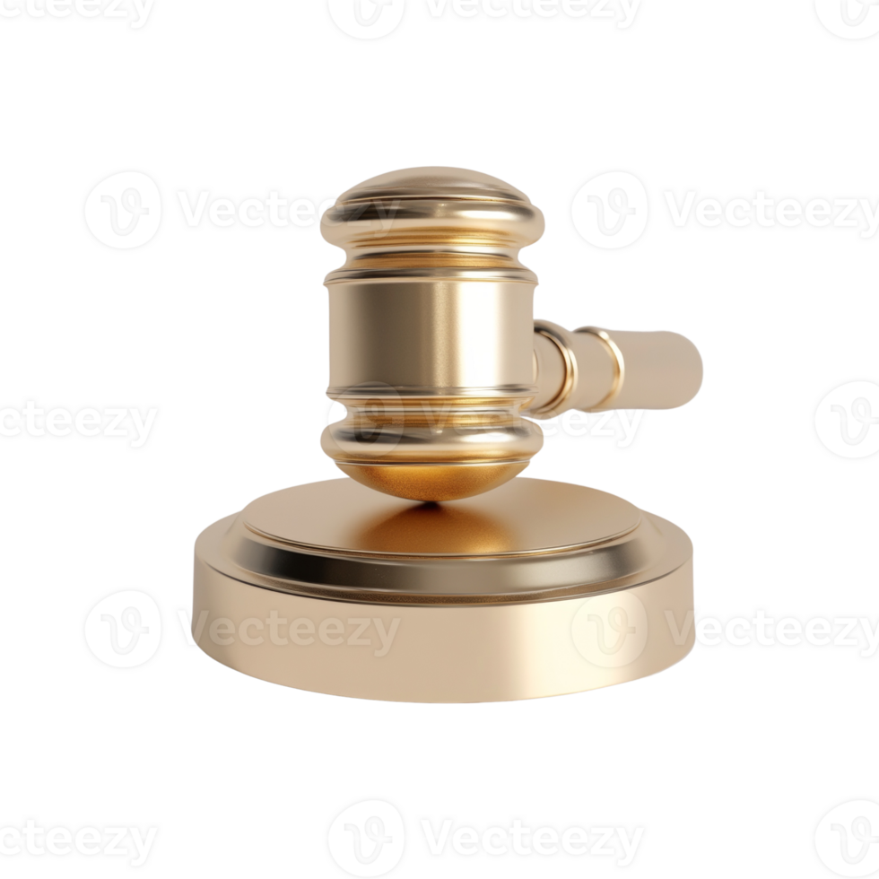 Golden Gavel on Sound Block Representing Justice png