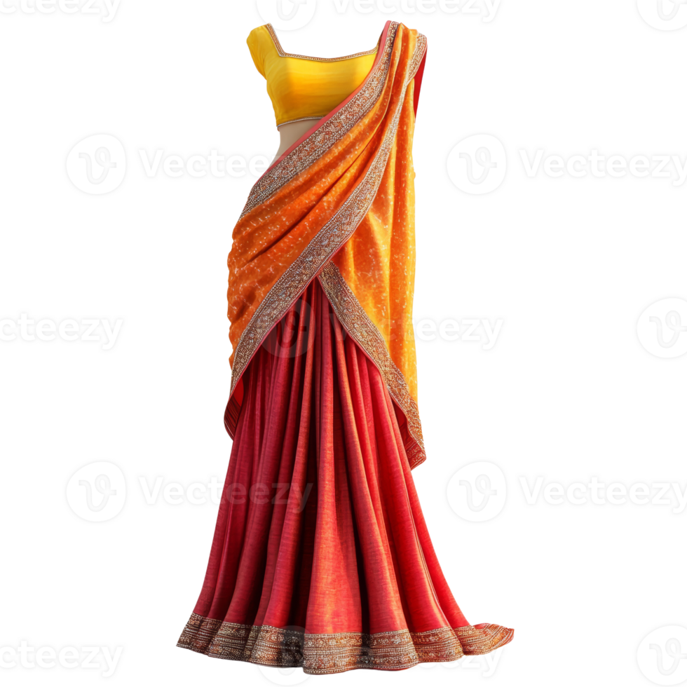 Elegant Indian Saree Displayed on Mannequin png