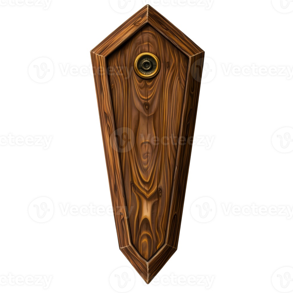 Wooden Coffin Shaped Artwork With Eye Detail png
