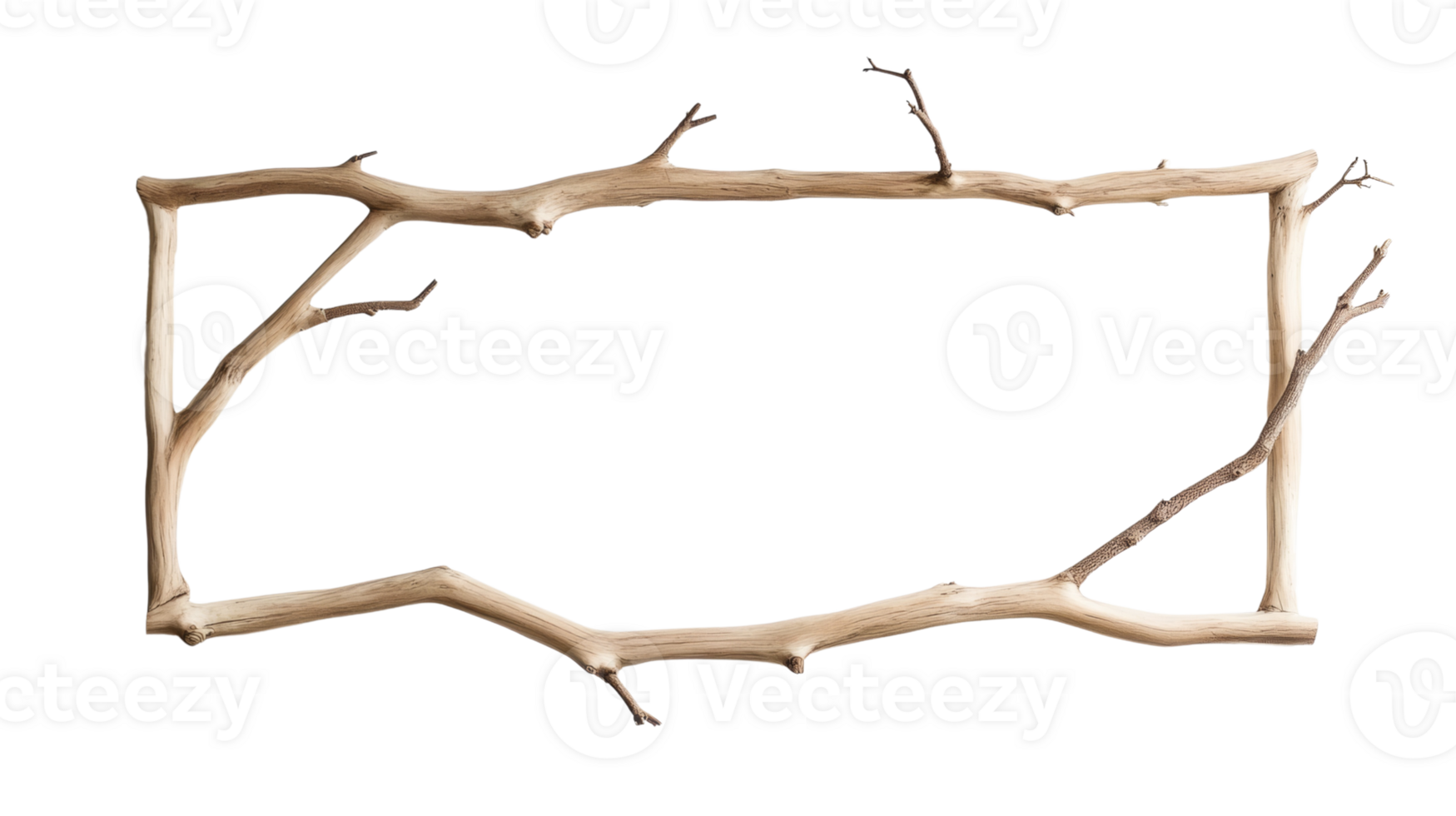 Rustic wooden branch frame natural design element png