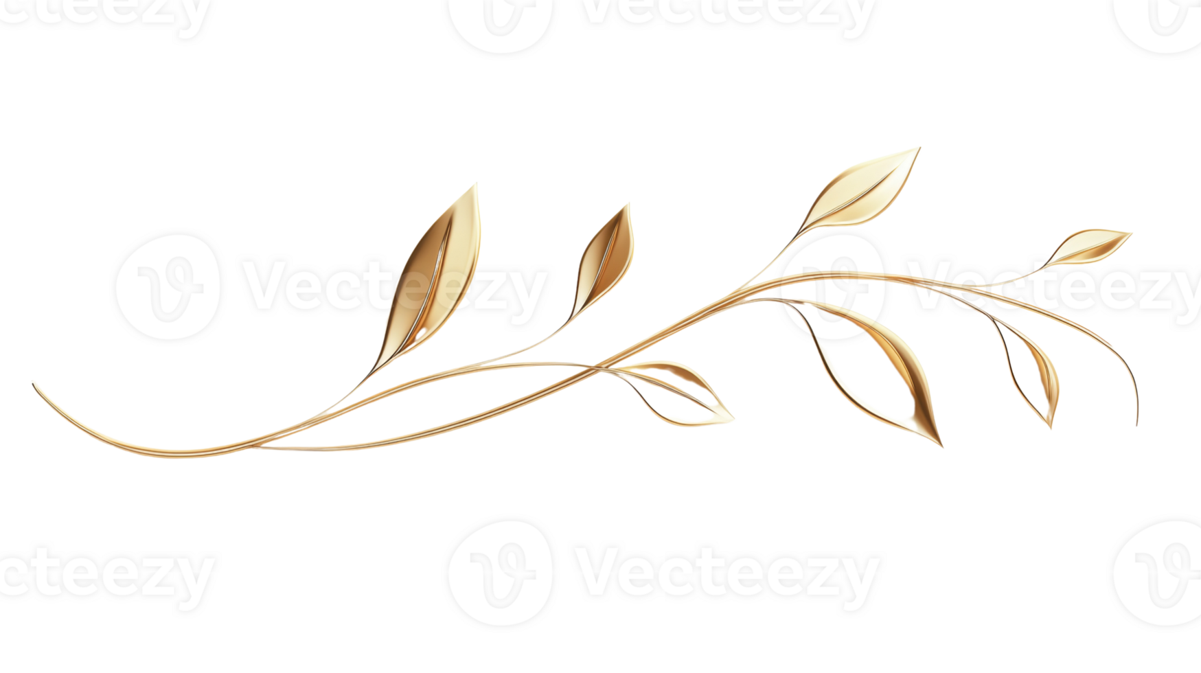 Golden Branch With Elegant Leaves Design png