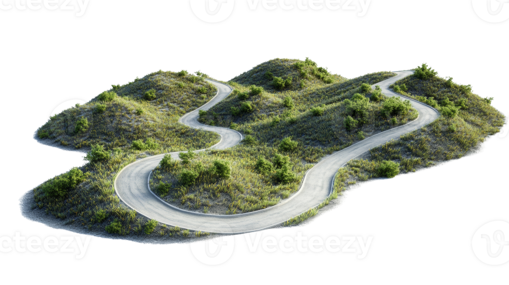 Winding Road Across Lush Green Hills png