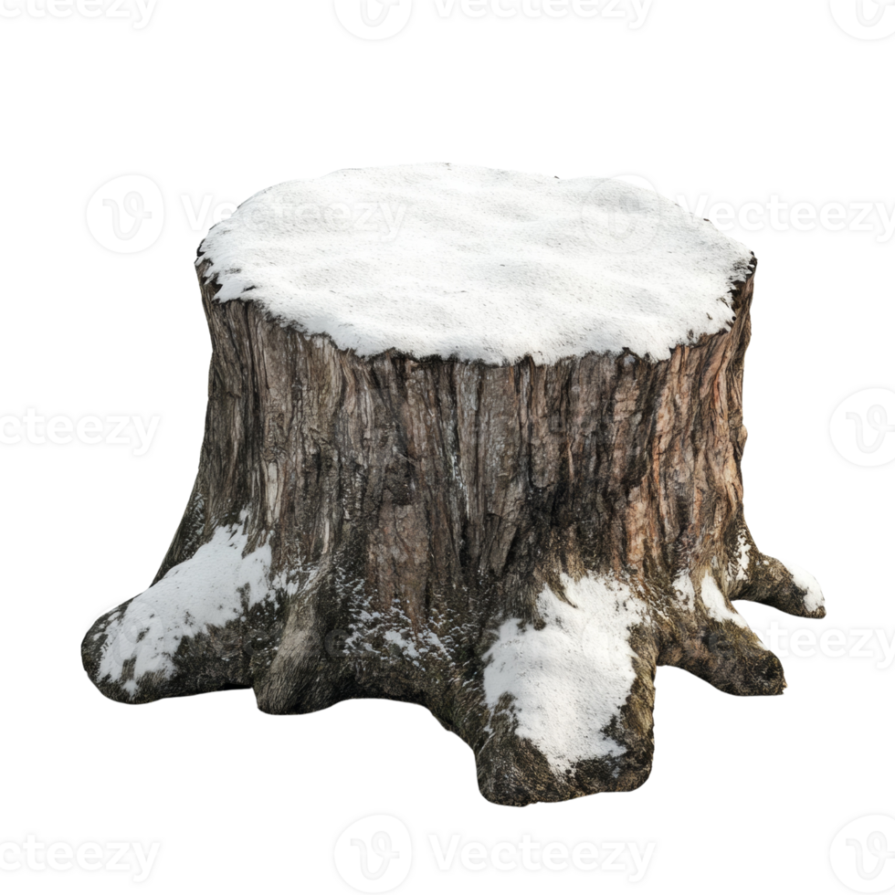 Snow Covered Tree Stump In Winter Setting png