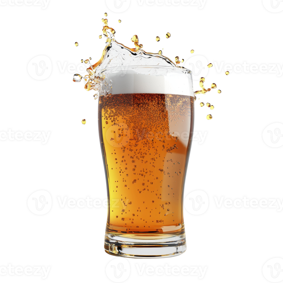 A Glass of Beer with a Splashing Beverage png
