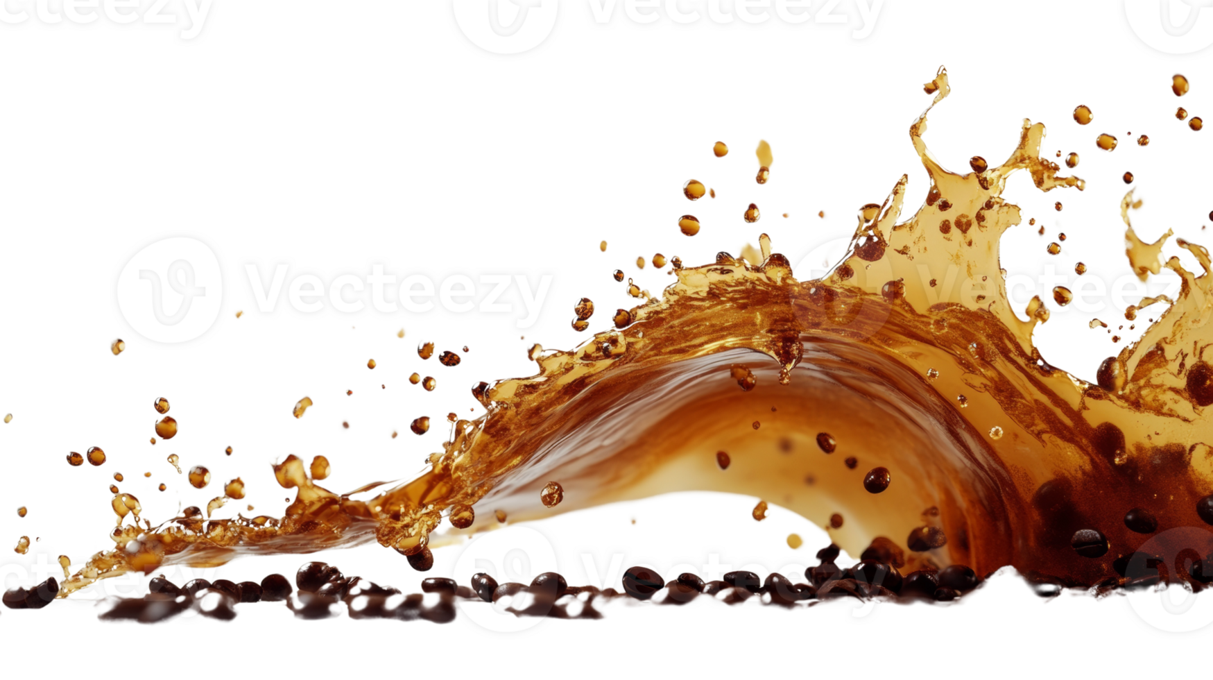 Coffee Splashing Over Roasted Beans png