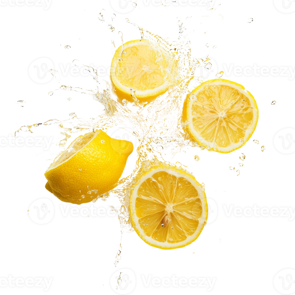 Juicy Lemons Splashing in Refreshing Water png