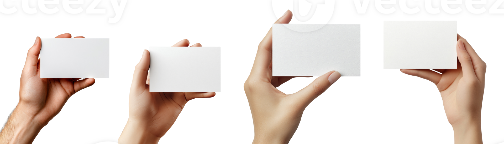 Four Hands Holding Blank White Cards png