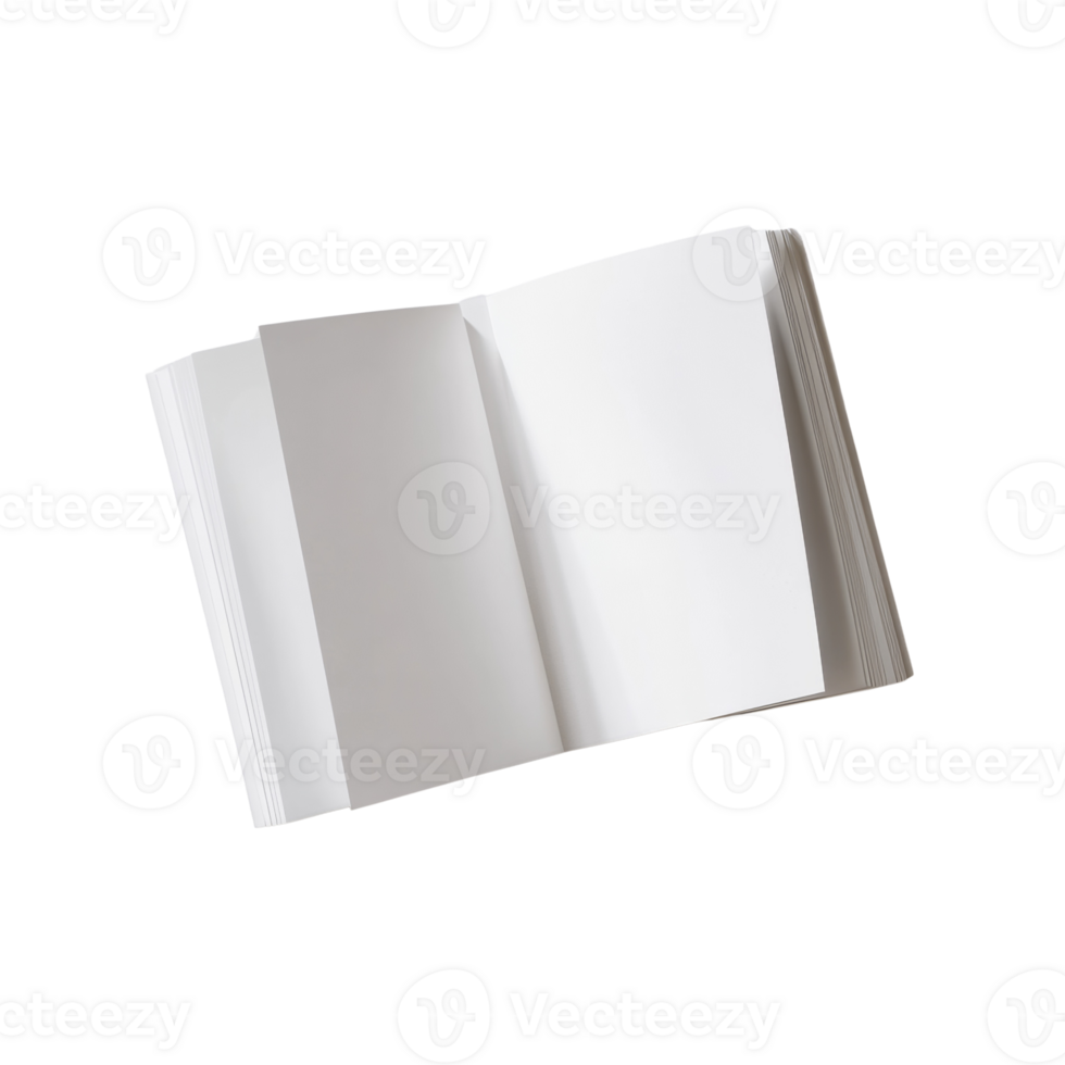 An open blank book rests on a black background png