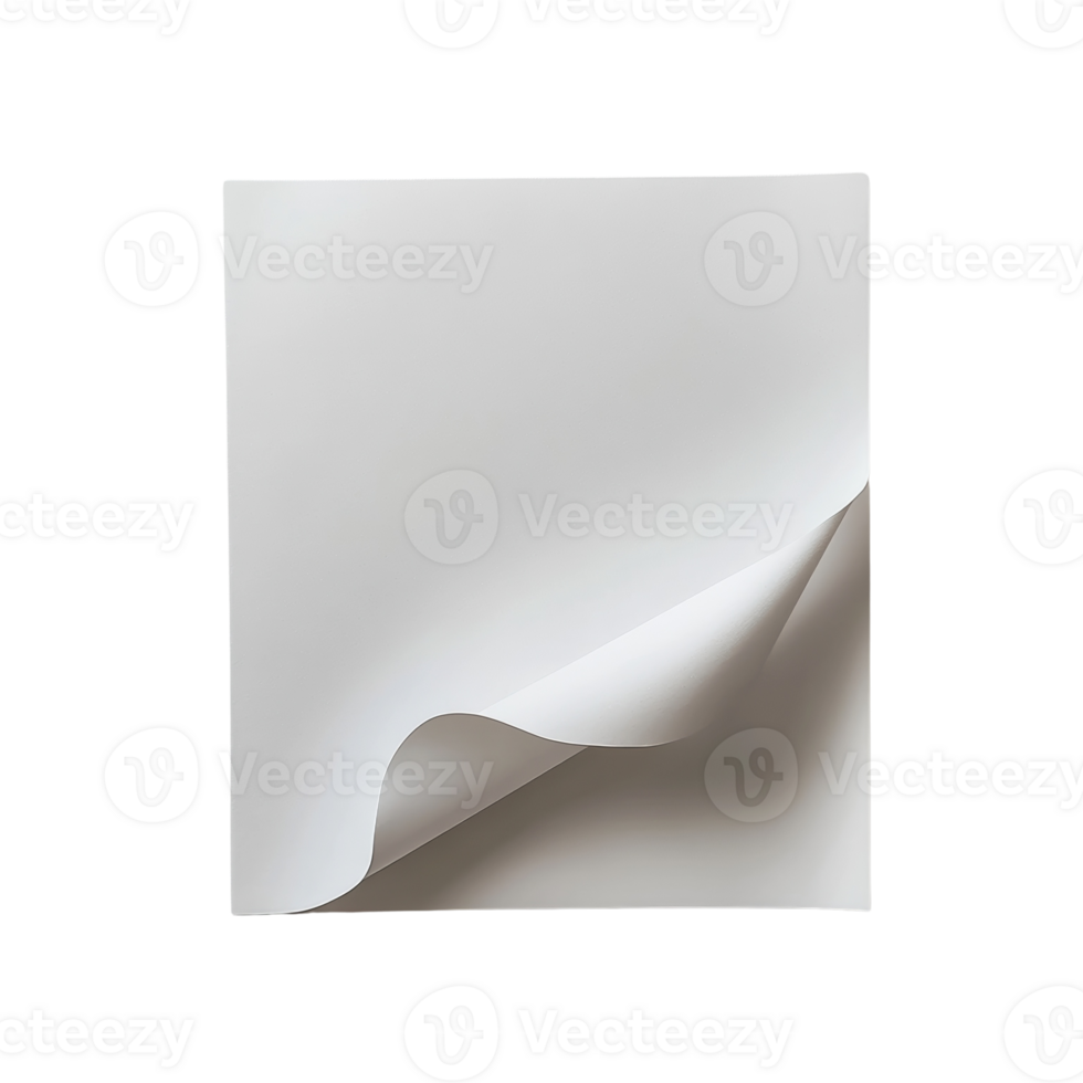 White Paper Sheet with Corner Flipped Up png
