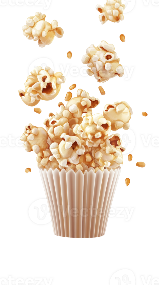 Caramel Popcorn Overflowing A Cupcake Liner png