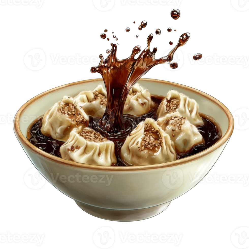 Delicious Sesame Dumplings in Rich Brown Sauce png