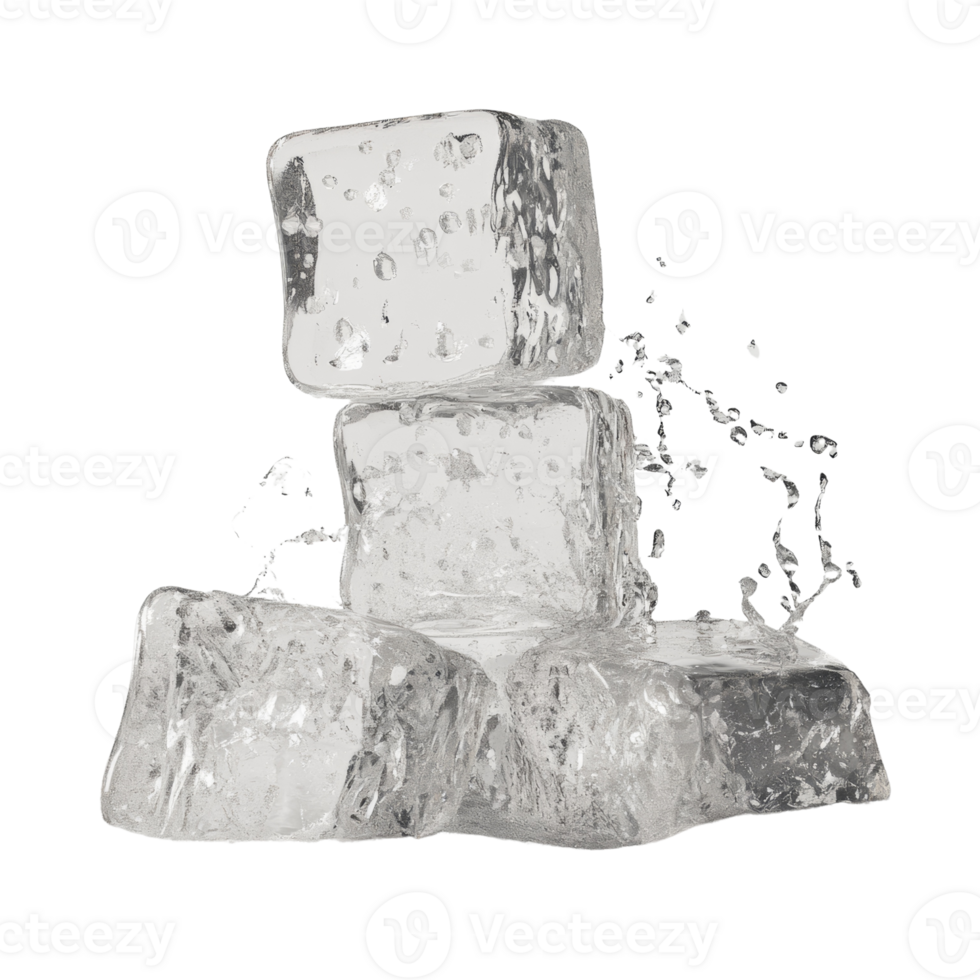Ice Cubes Splashing Water Droplets png
