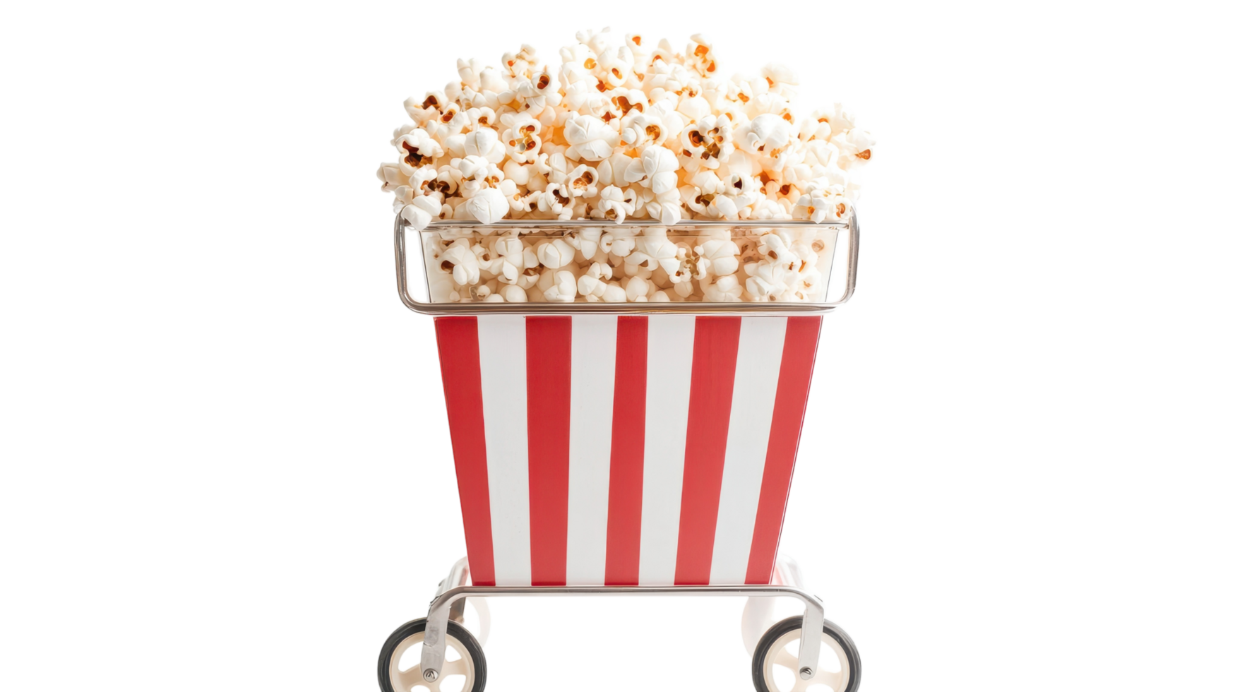 Charming Popcorn Cart with a Glass Top and Striking Red Stripes Perfect for Events and Movie Nights. png