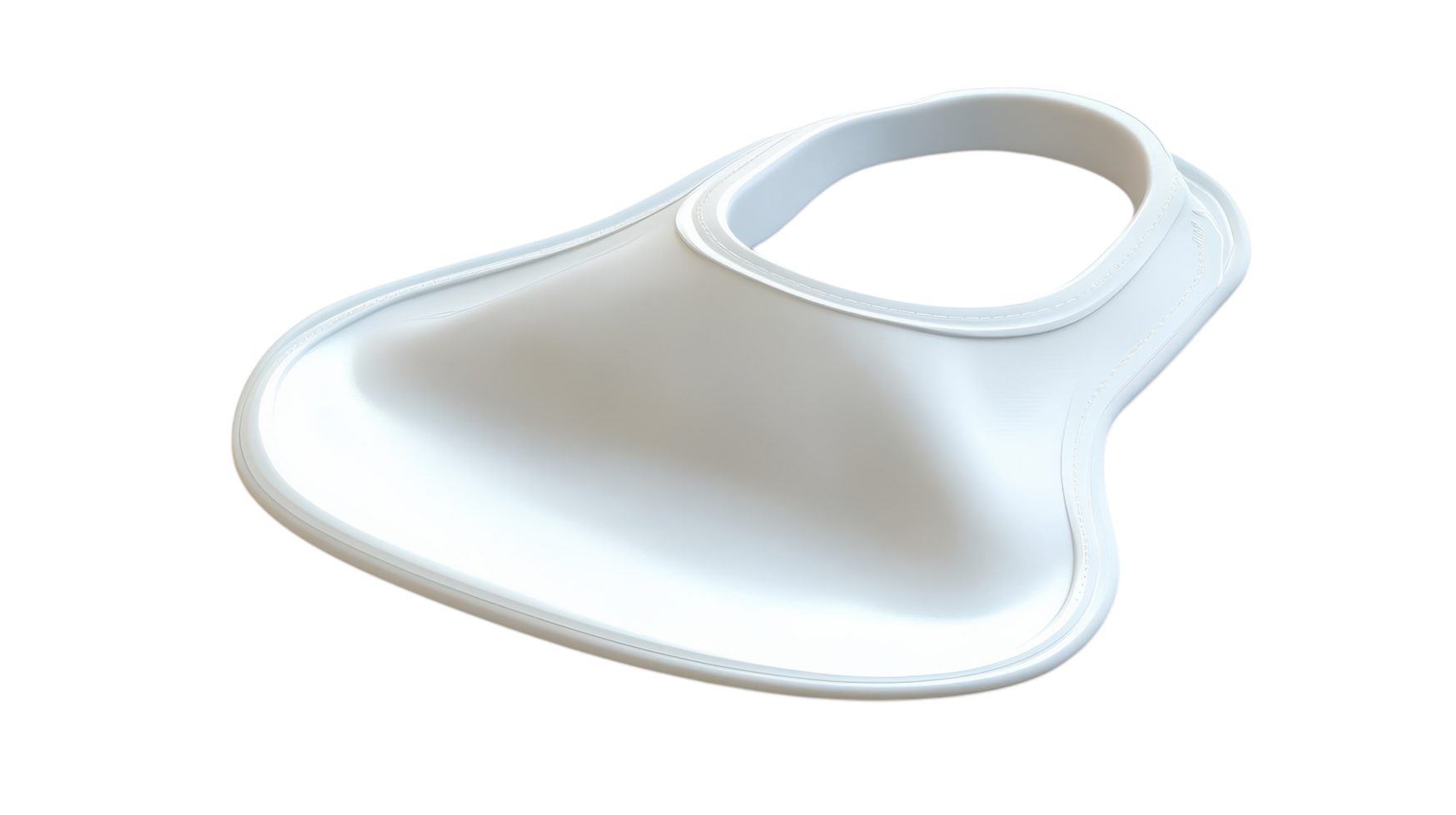 A minimalistic white kitchen utensil designed for food preparation and serving with a smooth surface and ergonomic shape. png
