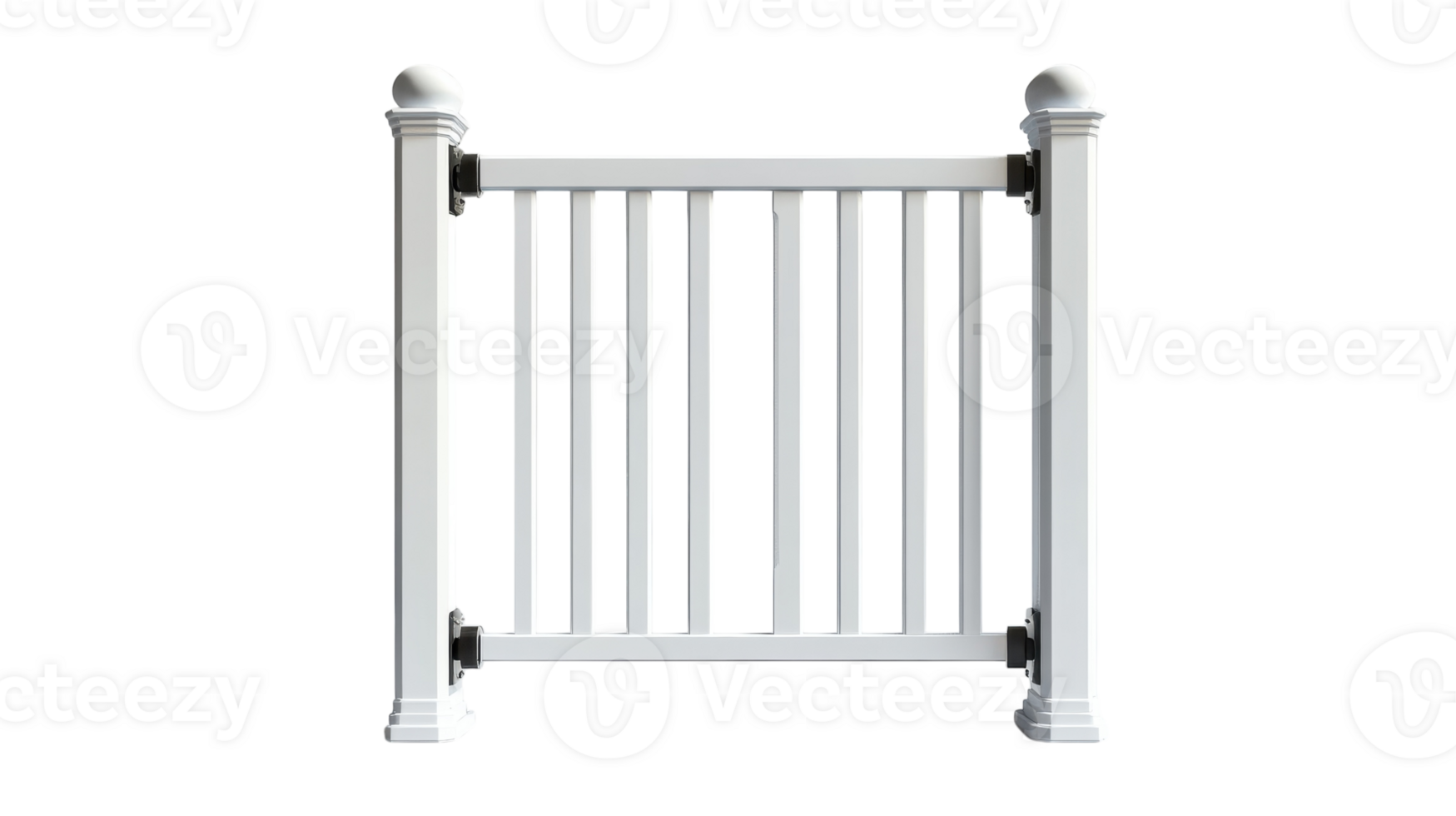 A white wooden garden gate stands prominently against a transparent background, ready to enhance outdoor spaces with its classic design. png