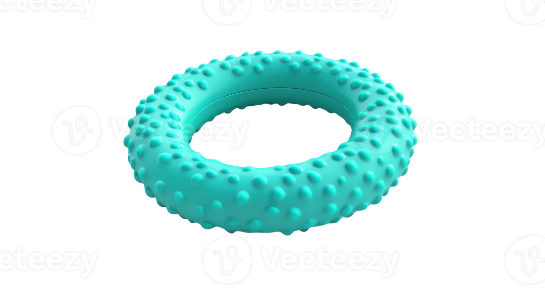 Bright turquoise rubber ring with textured surface used for water activities on a transparent background. png
