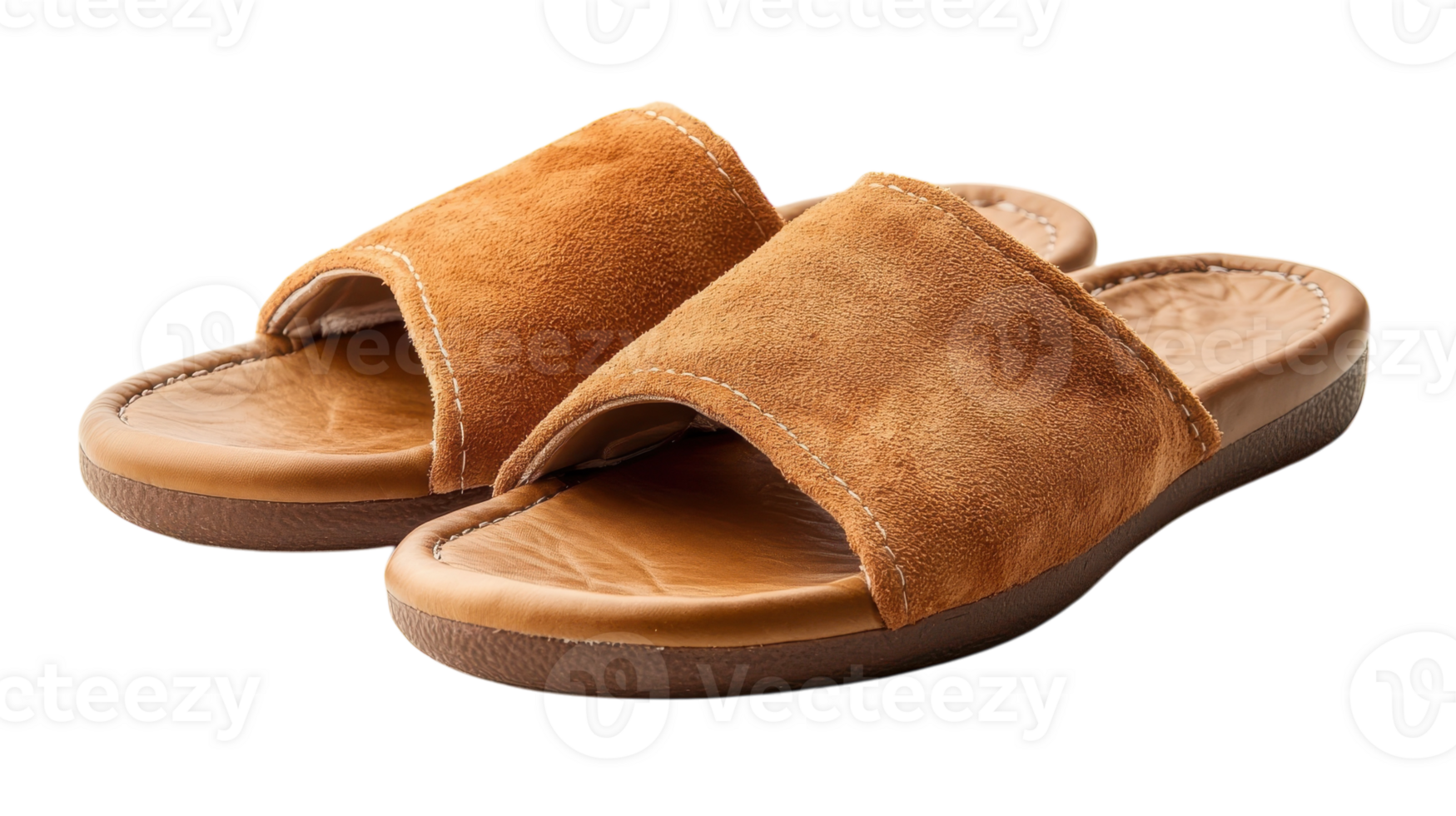 A Pair of Luxurious Leather Slippers Perfect for Relaxation and Comfort at Home or During Travel with Stylish Design. png