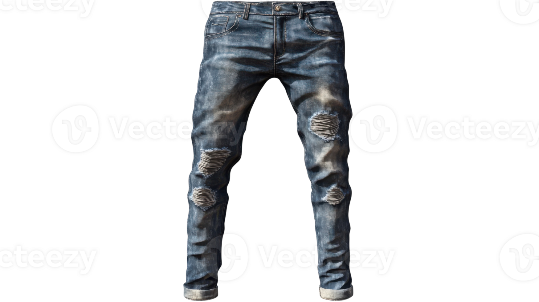 Stylish Pair of Distressed Skinny Jeans Perfect for Casual Outfits and Streetwear Fashion Choices. png