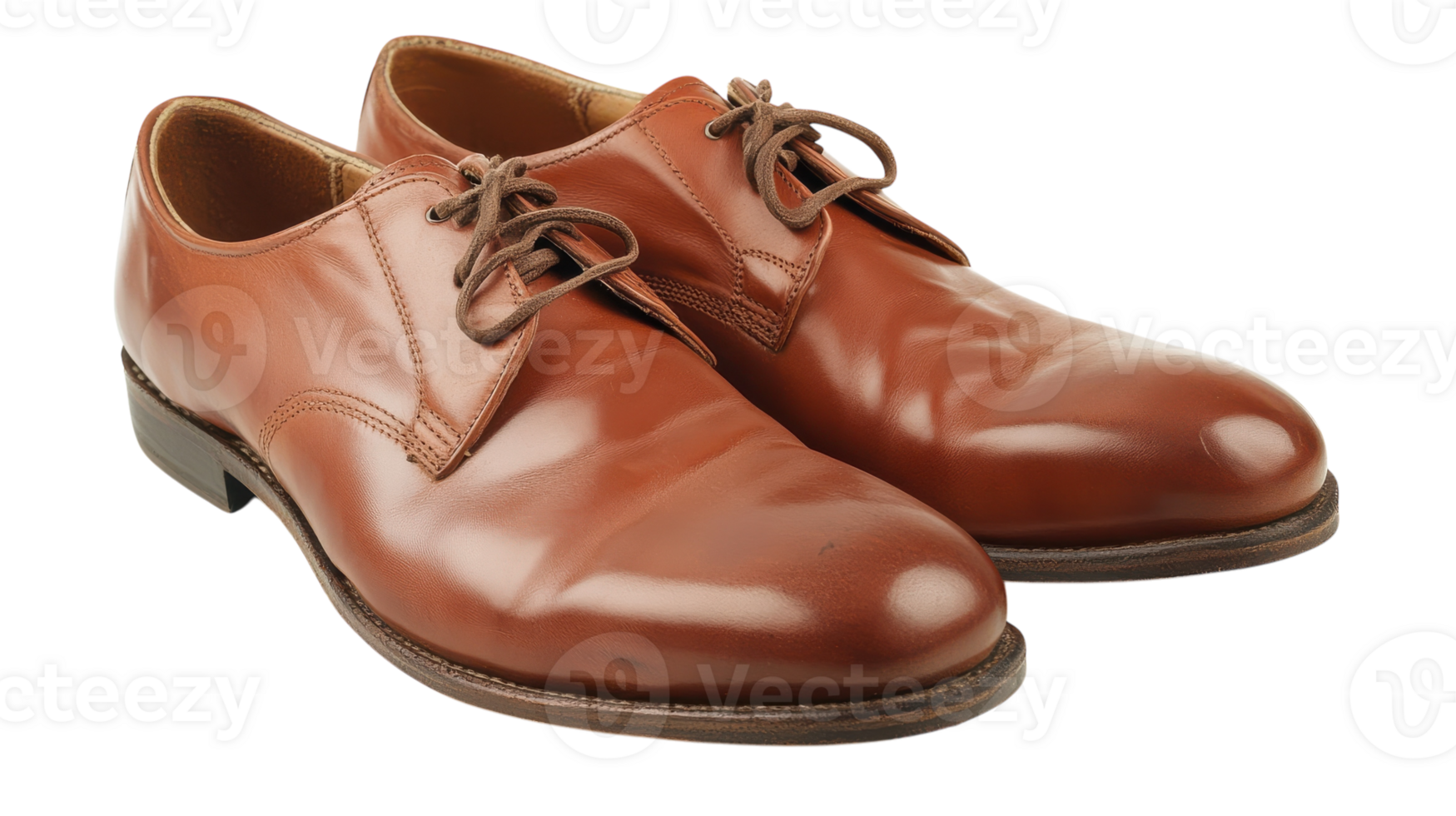 A Pair of Polished Leather Shoes with Laces Ideal for Formal Occasions and Business Attire. png