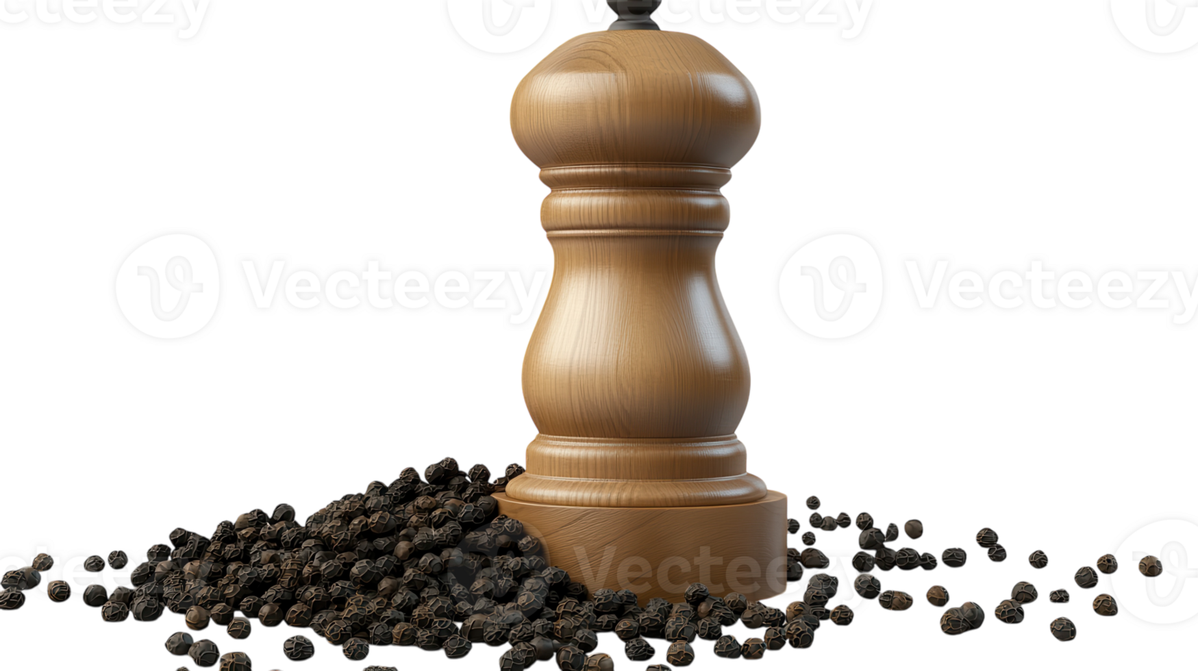 A Close-Up Image of a Stylish Pepper Mill Filled with Fresh Black Peppercorns, Ideal for Food Blogs or Culinary Articles.. png