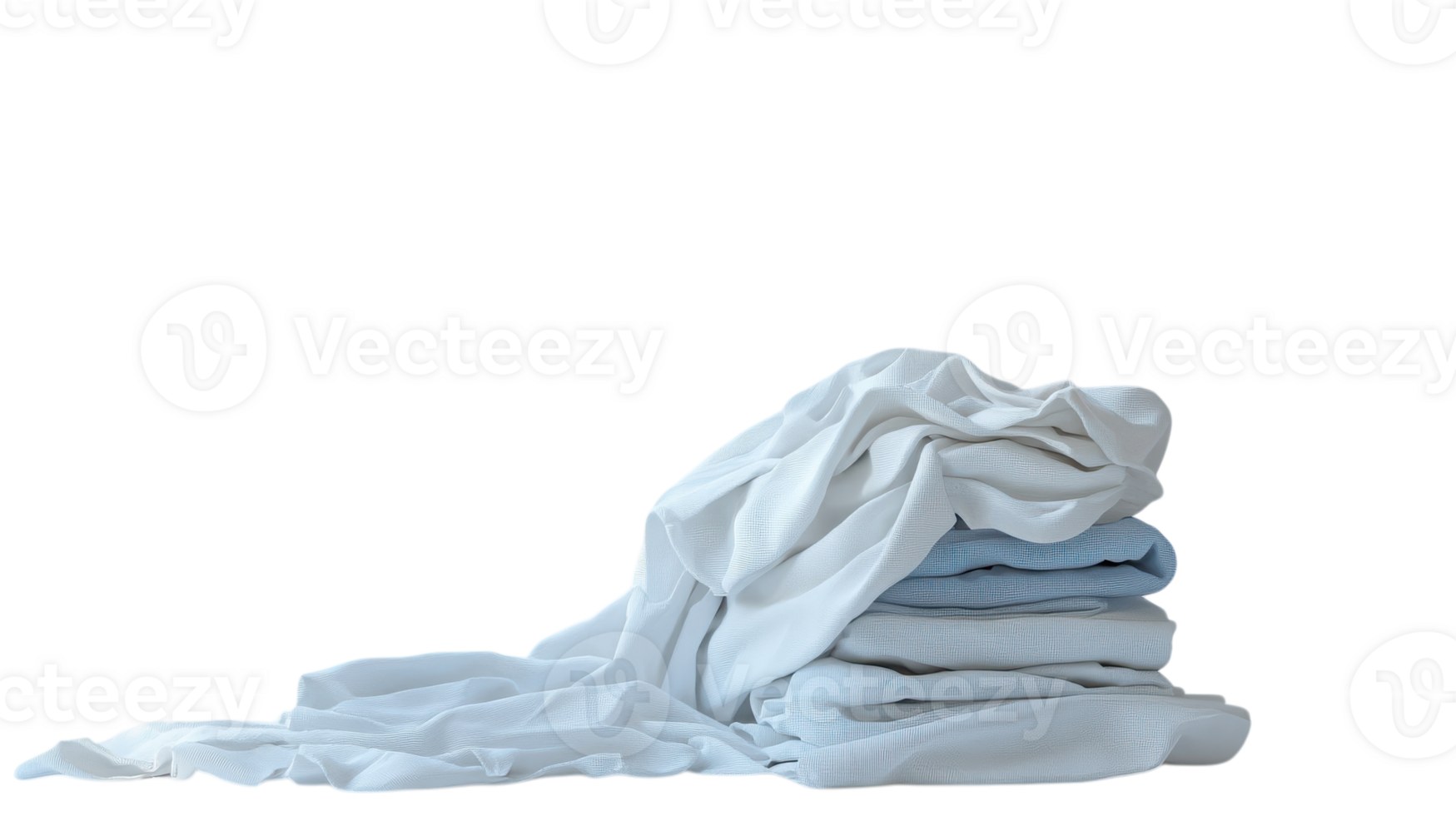 Neatly Stacked Pile of Freshly Cleaned and Folded Laundry on a White Background Perfect for Home Organization or Cleaning Blogs. png
