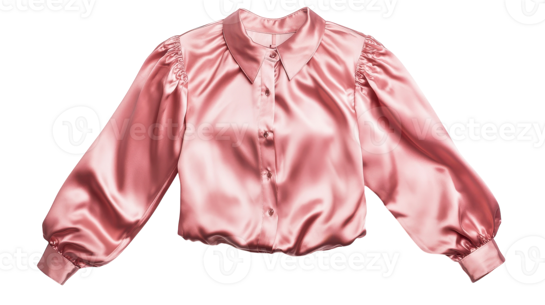 Elegant Pink Satin Blouse Featuring Puffed Sleeves Perfect for Fashionable Outfits and Special Occasions. png
