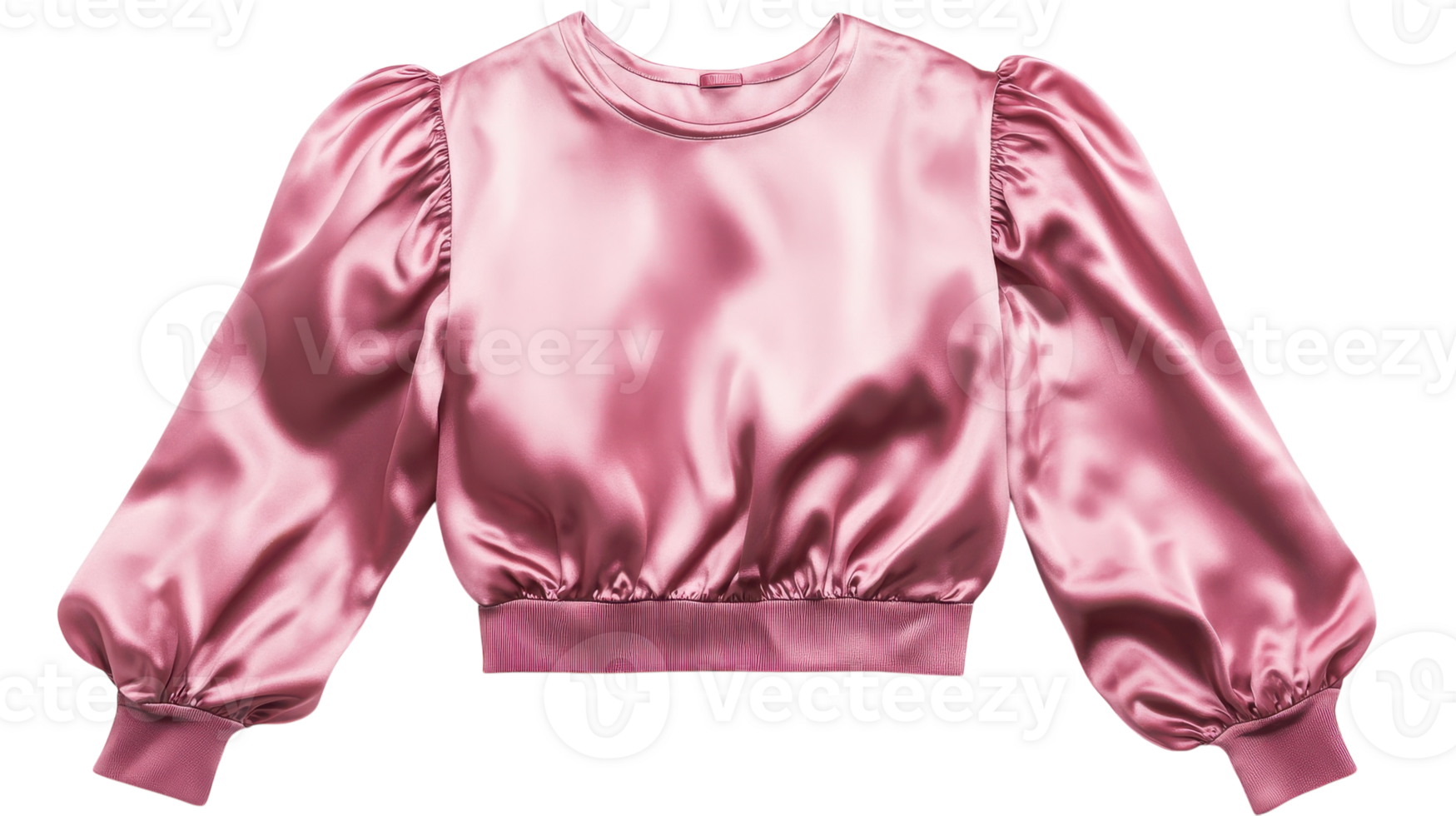 Elegant Pink Satin Blouse with Puffed Sleeves for Stylish Woman's Wardrobe Perfect for Various Occasions. png