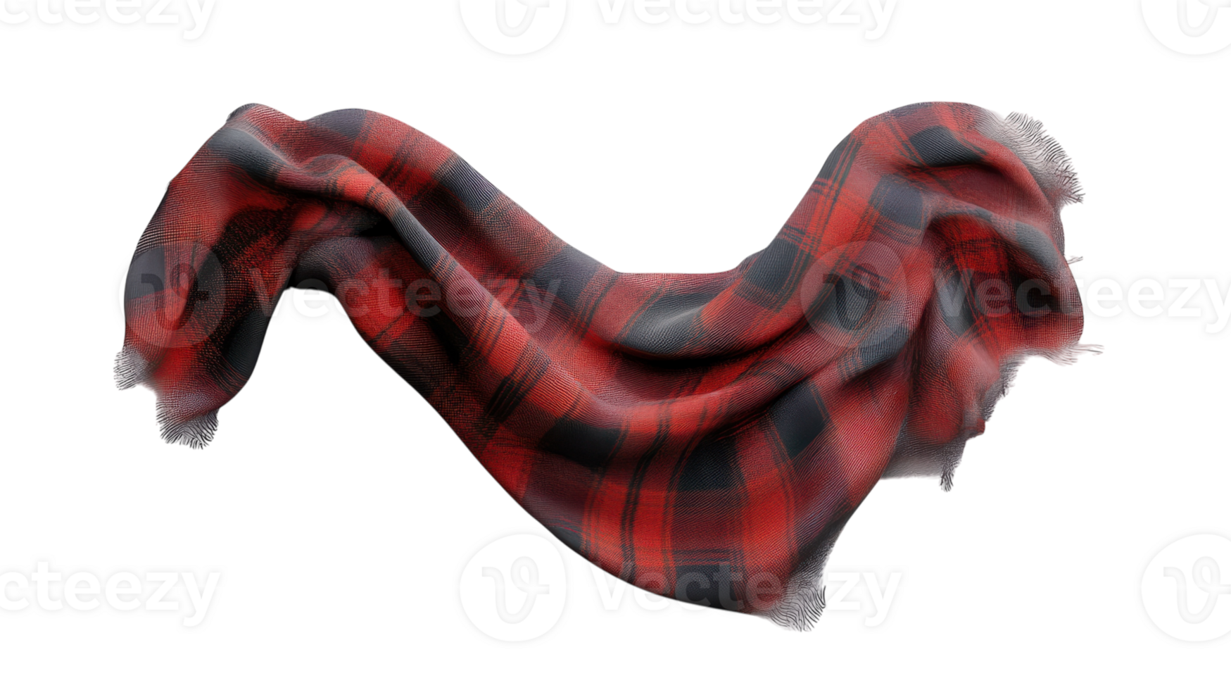 Elegant Plaid Scarf Draped Casually on a Transparent Background for Fashion and Lifestyle Promotions. png