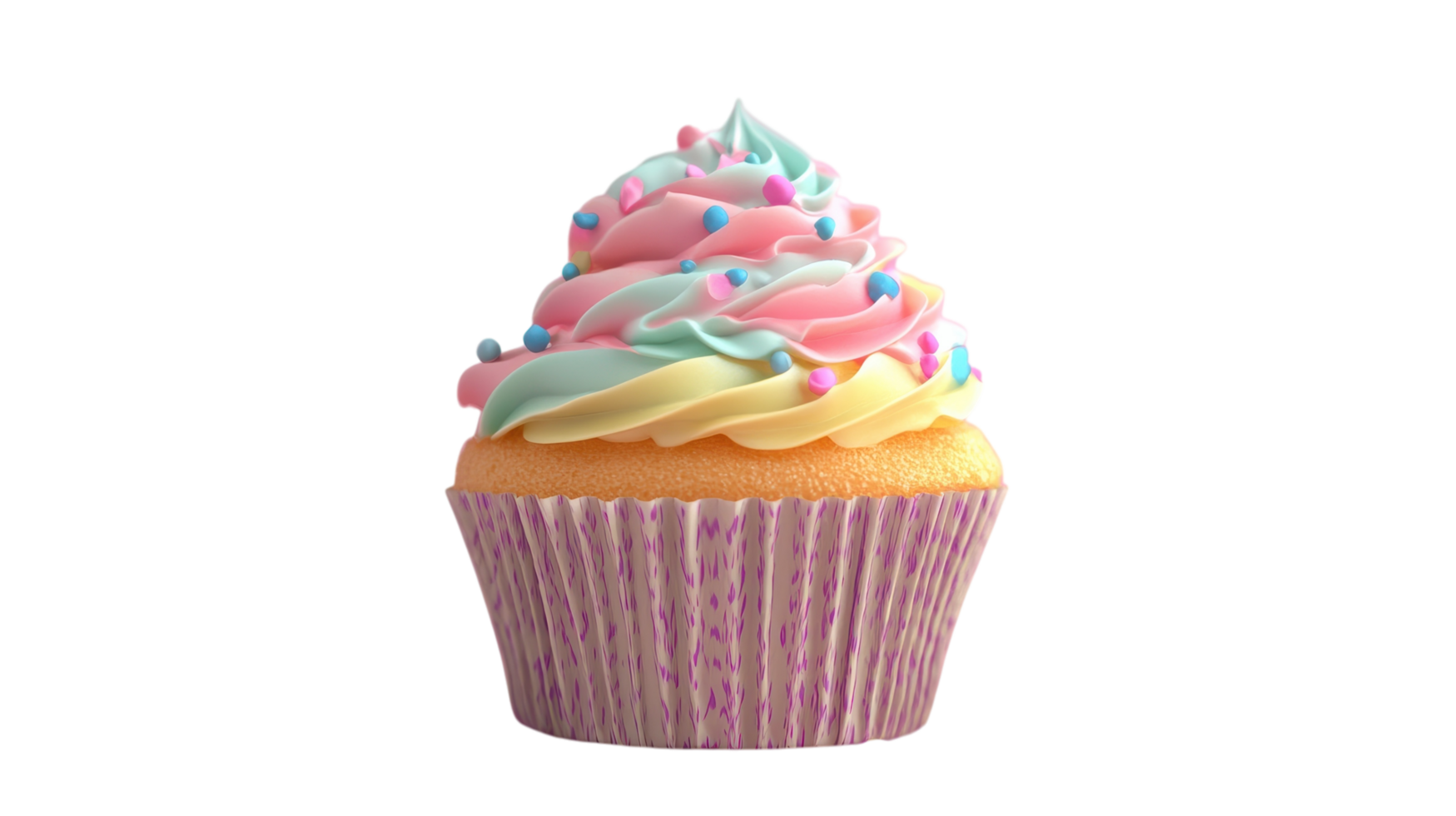 Delicious and Realistic Cupcake with Vibrant Colorful Frosting Perfect for Dessert Menus, Food Photography, and Bakery Promotions. png