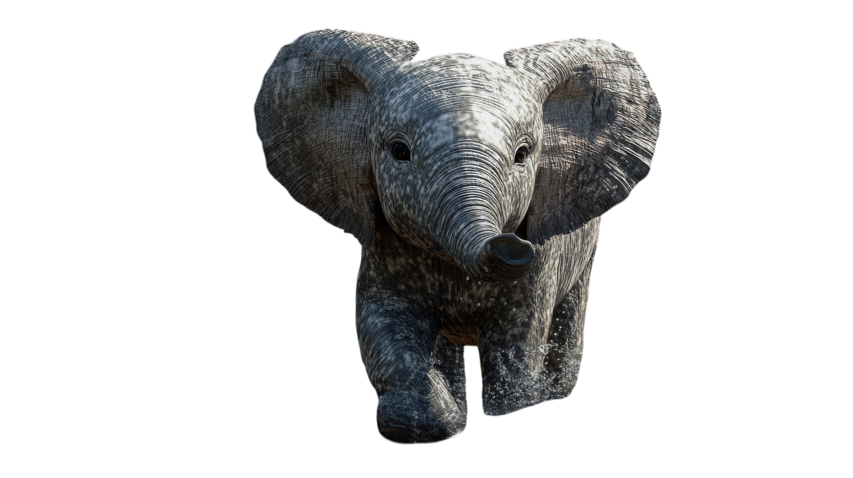 A Realistic Elephant Calf Drinking Water - Perfect for Wildlife Conservation Themes and Nature Education Materials. png