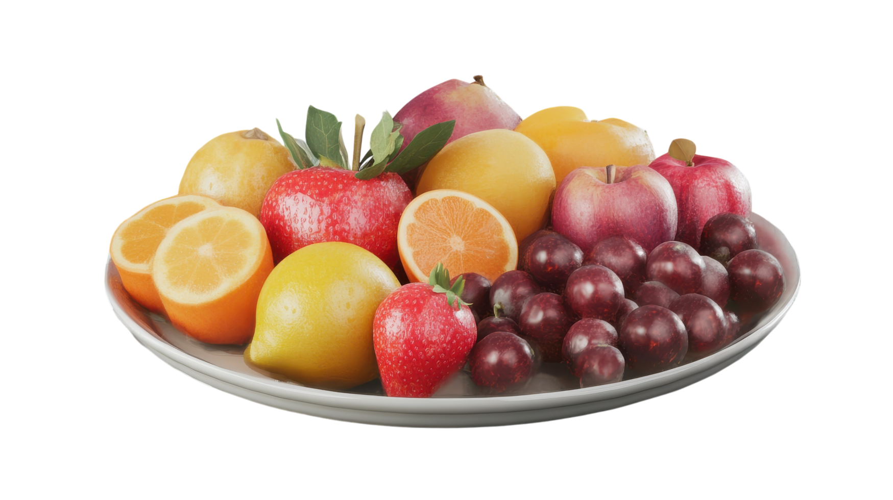 A Realistic Fruit Platter Featuring a Varied Selection of Fresh Fruits Perfect for Events, Catering, and Healthy Snacking. png