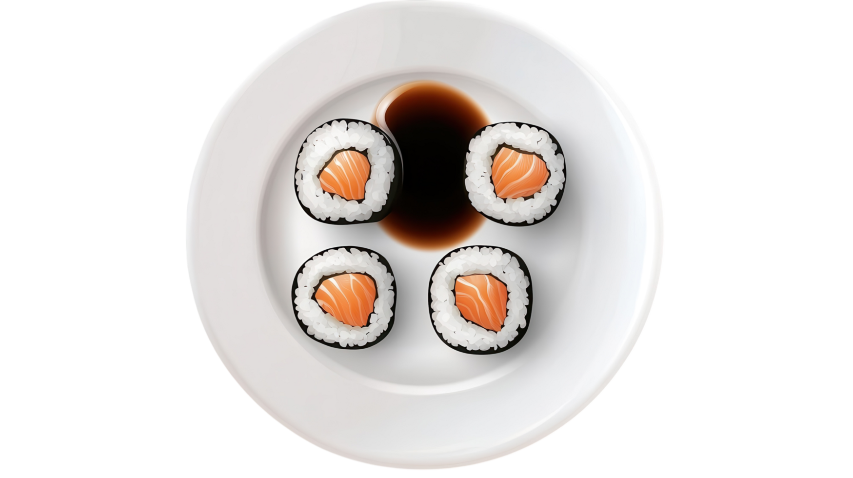 A Realistic Plate of Sushi with Soy Sauce Perfect for Culinary Promotion and Food Blogs Showcasing Japanese Cuisine. png