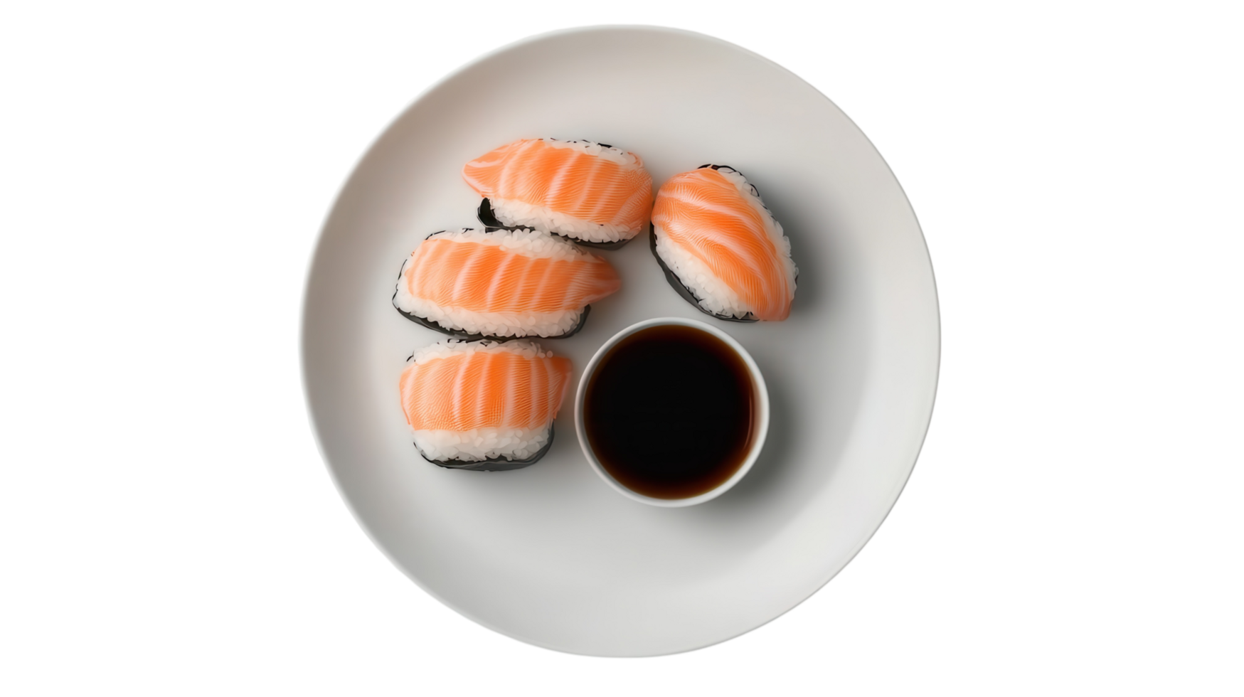 A Realistic Plate of Sushi with Soy Sauce Perfect for Culinary Presentations and Restaurant Menus. png
