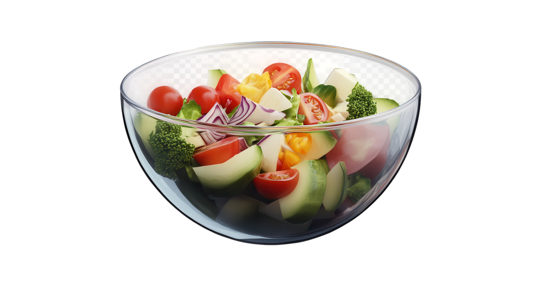 A Realistic Salad Bowl Filled with Fresh Ingredients, Perfect for Healthy Eating and Culinary Presentations. png