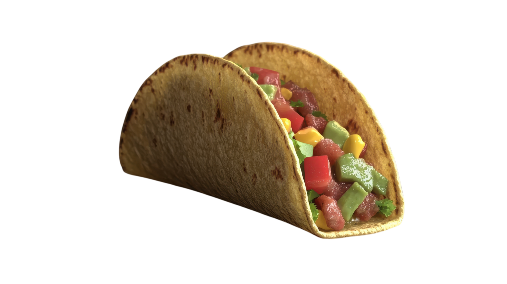 A Detailed Look at a Realistic Taco with Fresh Toppings Perfect for Culinary Illustrations and Food Blogging. png