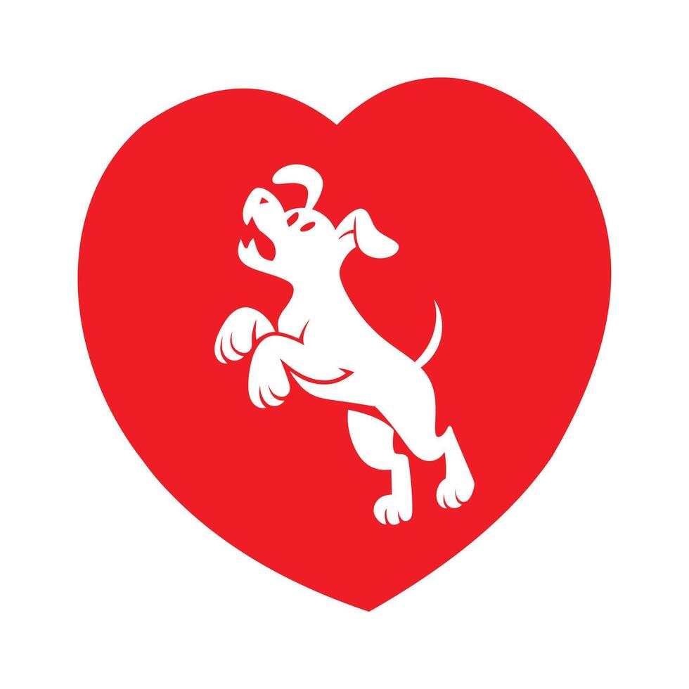 Playful Dog Silhouette in a Heart Shape, Perfect for Pet Lovers vector