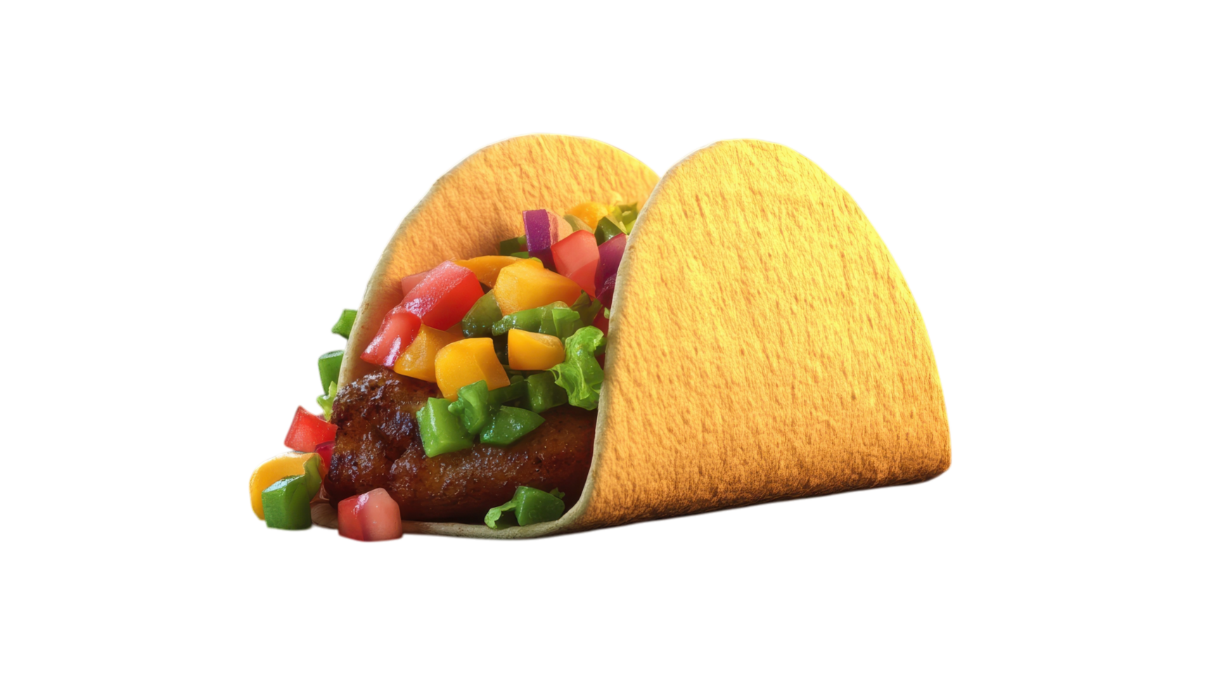 Deliciously Realistic Taco with Various Toppings Perfect for Culinary Projects and Food Blogs. png