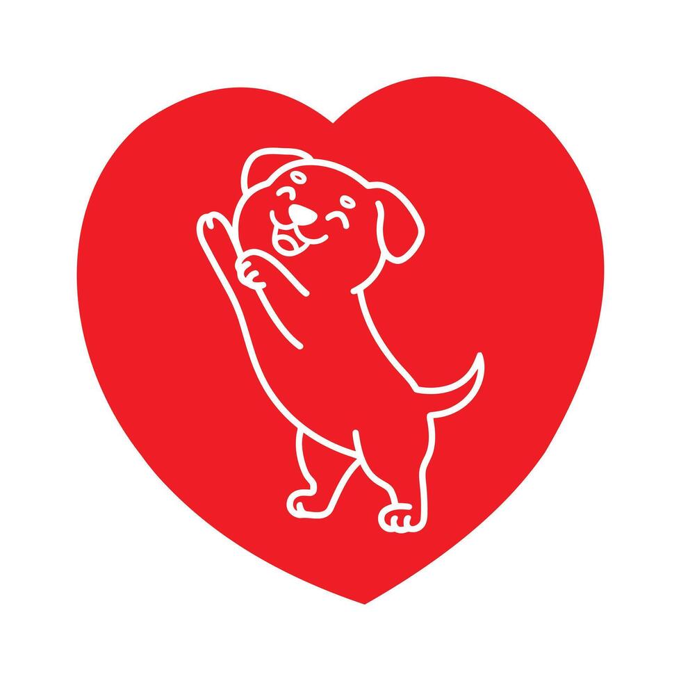A joyful dog illustration, set within a heart shape, perfect for pet lovers. vector