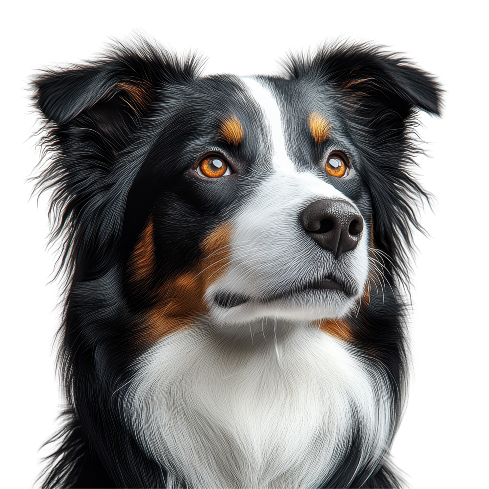 Portrait of a black and brown dog with bright eyes against a plain background isolated on transparent background. png